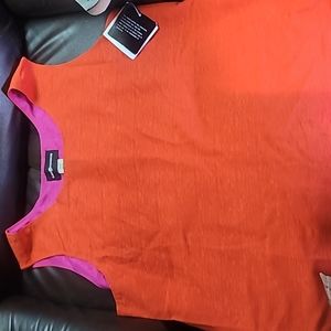 orange/ hot pink lined silk sleeveless shirt . 24 inches shoulder to hem